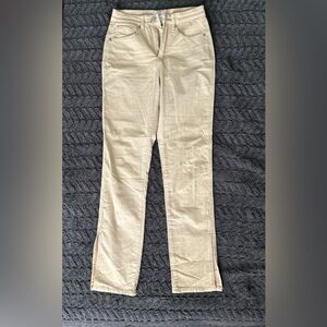 Mud Pie Women's Straight-Leg Tan Corduroy Jeans with Ankle Slits